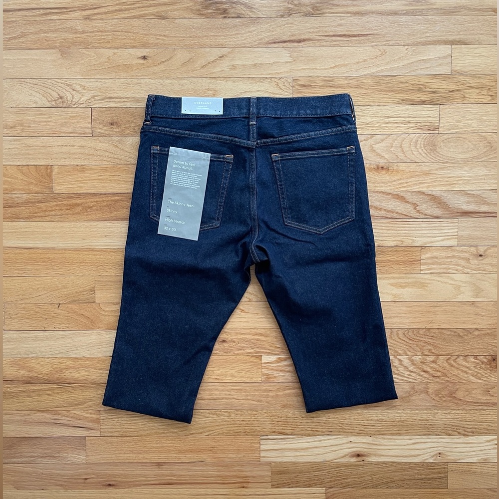 Everlane Men's Skinny 4-Way Stretch Organic Uniform Dark Blue Jeans - Picture 2 of 5